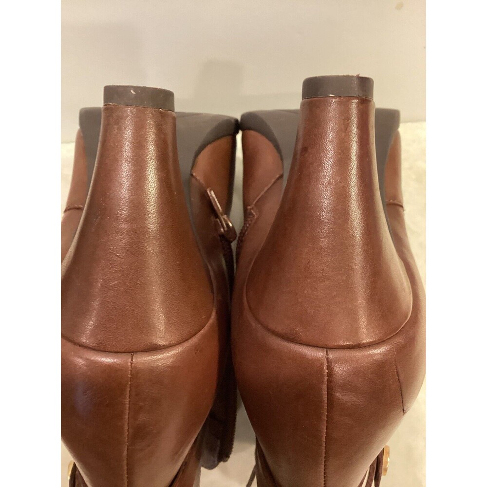 Anne Klein Chelsey Ankle Congac Brown Leather Boots 8.5M - Picture 9 of 15
